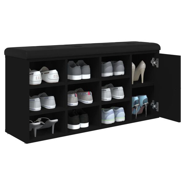 vidaXL Пейка за обувки, черна, 102x32x50 см, инженерно дърво