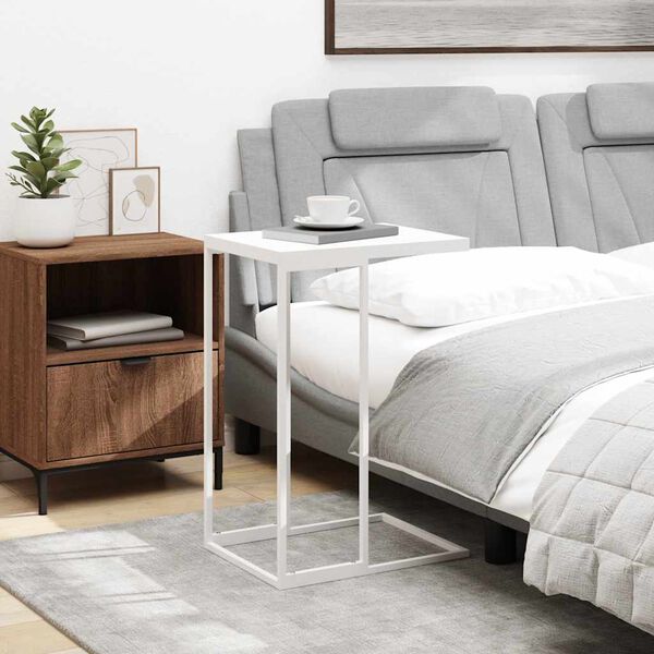 vidaXL Странична маса, бяла, 40x30x59 см, инженерна дървесина