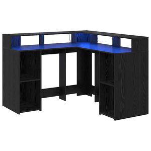 vidaXL Бюро Черния дъб Инженерна дървесина 130 x 130 x 91 см