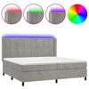 vidaXL Боксспринг легло с матрак и LED, светлосиво, 200x200 см, кадифе
