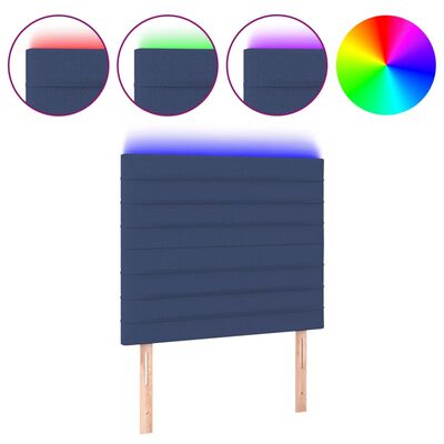 vidaXL LED горна табла за легло, синя, 80x5x118/128 см, плат