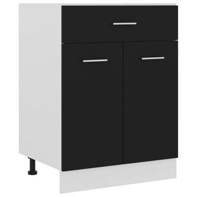 vidaXL Долен шкаф с чекмедже, черен, 60x46x81,5 см, ПДЧ