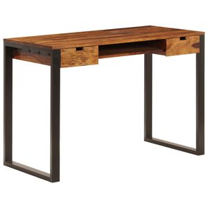 vidaXL Бюро, 110x55x78 cм, акациево дърво масив и стомана