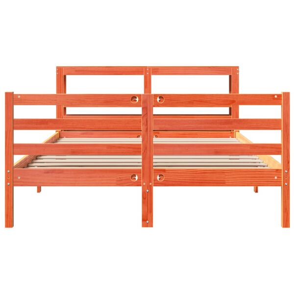 vidaXL Рамка за легло без матрак, восъчнокафяв, 140x190 см, бор масив