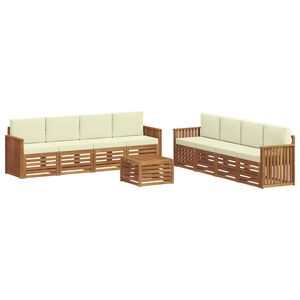 vidaXL Комплекти дивани 9 pcs Натурален и Крема Солидно акациево дърво