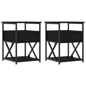 vidaXL Нощни шкафчета 2 бр черни 40x42x55 см инженерно дърво