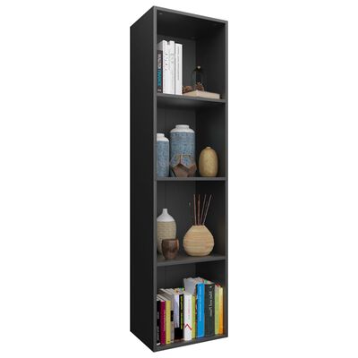 vidaXL Библиотека/ТВ шкаф, черна, 36x30x143 см, ПДЧ