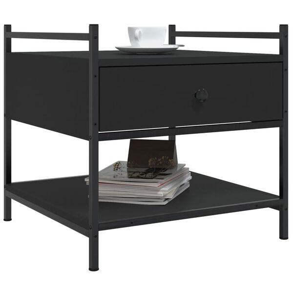 vidaXL Кафе маса, черна, 50x50x50 см, инженерно дърво