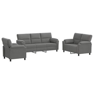 vidaXL Комплект дивани 3 pcs Тъмносиво Кадифе