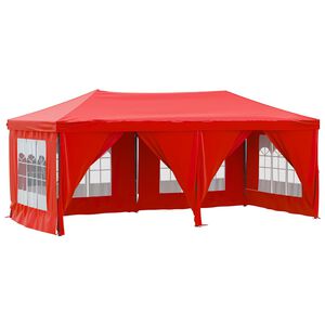 vidaXL Сгъваема парти шатра със странични стени, червена, 3x6 м