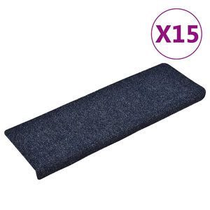 vidaXL Самозалепващи се постелки за стълби, 15 бр., 65x21x4 см, сини, с правоъгълен кант