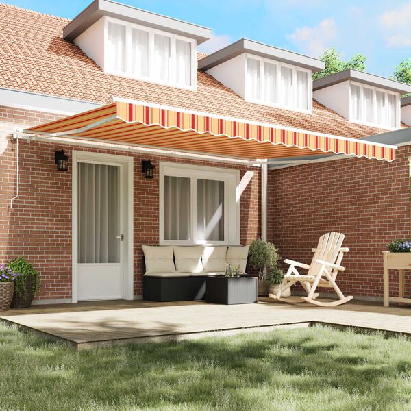 vidaXL Сгъваем навес Жълт и оранжев 450 &times; 350 cm текстил