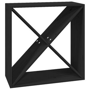 vidaXL Шкаф за вино, черен, 62x25x62 см, борово дърво масив