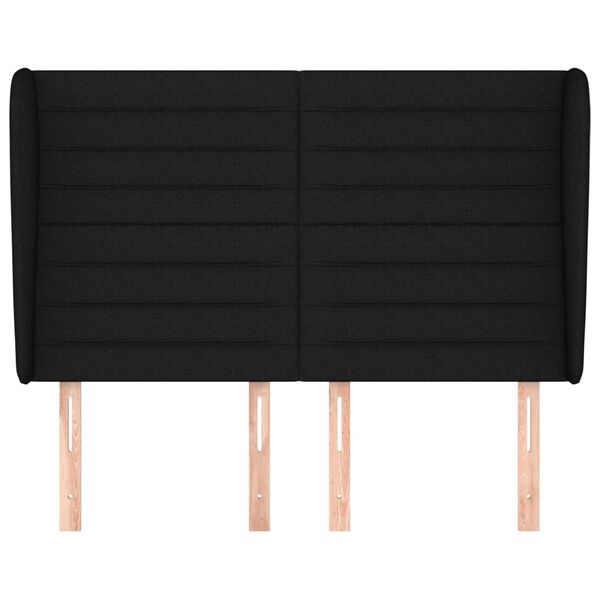 vidaXL Горна табла за легло с уши, черна, 147 x 23 x 118/128 см, плат