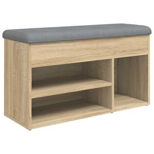 vidaXL Пейка за обувки, сонома дъб, 82x32x45,5 см, инженерно дърво