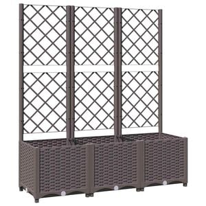 vidaXL Градинска саксия с решетка, кафява, 120x40x136 см, полипропилен