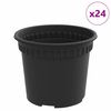 vidaXL Кръгла саксия за цветя 24 pcs Черно &Oslash; 12,5 x 10 см Пластмаса