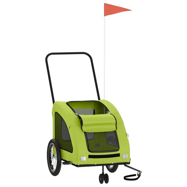 vidaXL Ремарке за колело за любимци зелен Оксфорд плат и желязо