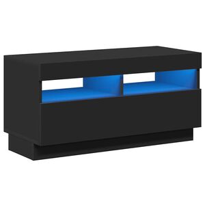 vidaXL ТВ шкаф с LED осветление, черен, 80x35x40 см