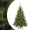 vidaXL Изкуствена коледна елха с топки 150 см 150 LED светодиода