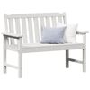 vidaXL Градинска пейка с възглавница Бяло 120 x 59 x 88 см HDPE