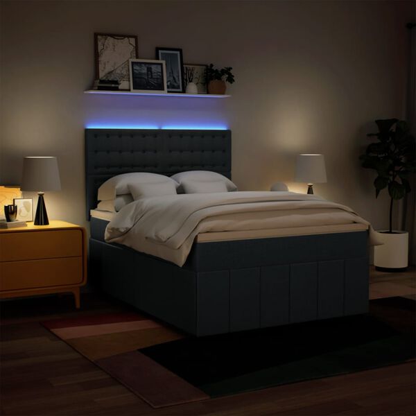 vidaXL Боксспринг легло с матрак, синьо, 160x200 см, плат