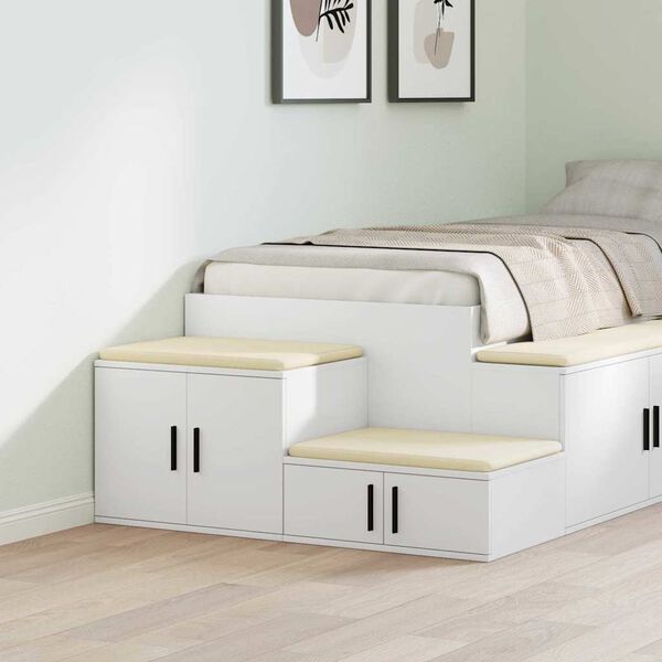 vidaXL Шкаф за съхранение 2 pcs Бяло 108 x 41 x 40 см Инженерно дърво