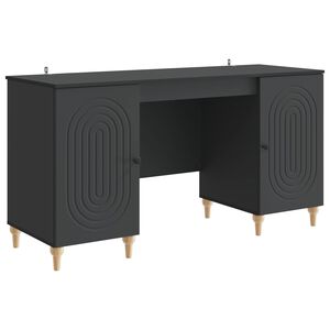 vidaXL Бюро с рафт Черно 142,5 x 50 x 75 см Инженерна дървесина