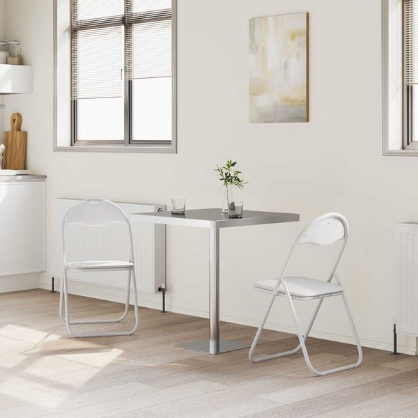 vidaXL Сгъваем стол 2 pcs Бяло и сиво 48 x 43,5 x 81 см Изкуствена