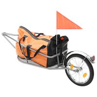 vidaXL Товарно ремарке за велосипед със сак, оранжево и черно