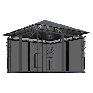 vidaXL Шатра с мрежа срещу комари/LED стринг 3x3x2,73 м таупе 180 г/м&sup2;