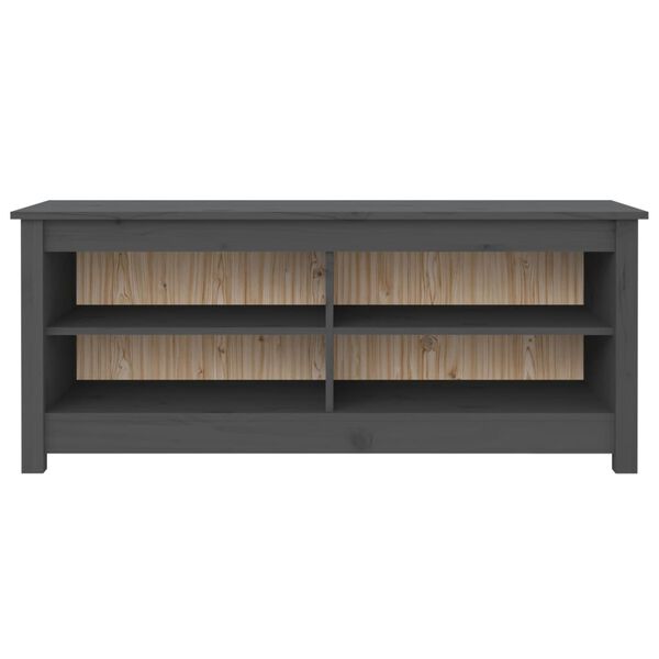 vidaXL Пейка за обувки сива 110x38x45,5 см масивна борова дървесина