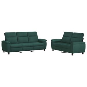 vidaXL Комплект дивани 2 pcs Тъмнозелено Текстил