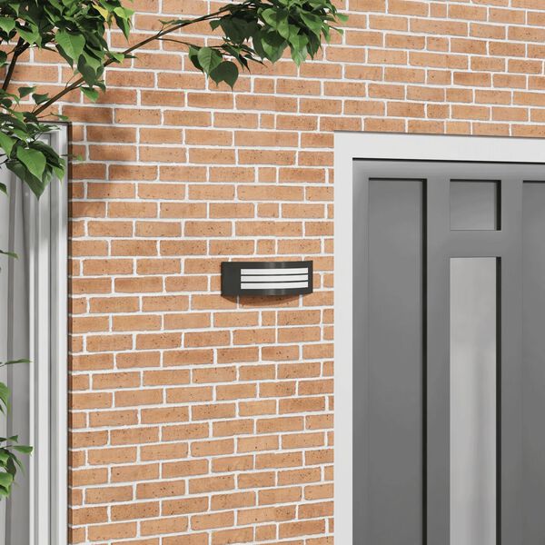 vidaXL Външна стенна лампа Черно 32 x 10 x 10 см Неръждаема стомана