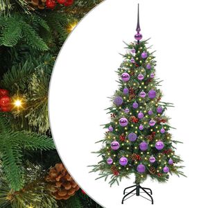 vidaXL Изкуствено коледно дърво с хингед Зелен 120 cm PE и PVC