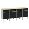 vidaXL Работен кабинет с чекмедже 4 pcs Черен и Сив 200 x 55 x 85 см