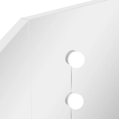 vidaXL Ъглова тоалетка с LED осветление, бяла