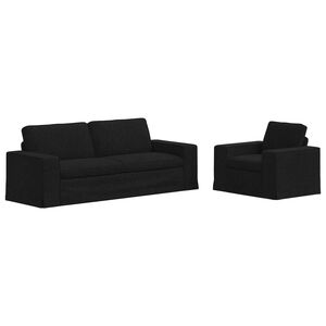 vidaXL Комплект дивани 2 pcs Черно 222 x 80 x 82 см текстил