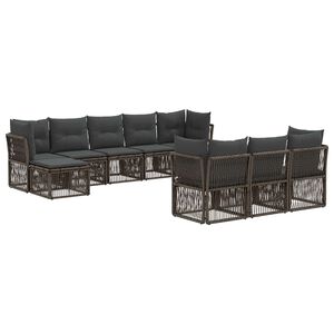 vidaXL Градински Софа Комплект 10 pcs Сиво полиратан