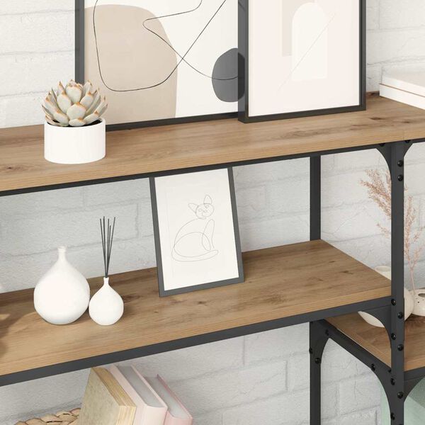 vidaXL Конзолна маса с рафт Дъб 150 x 29 x 76,5 см Инженерно дърво