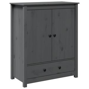 vidaXL Висок шкаф, сив, 83x41,5x100 см, бор масив