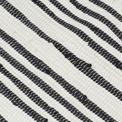 vidaXL Ръчно тъкан Chindi килим, памук, 120x170 см, антрацит и бяло