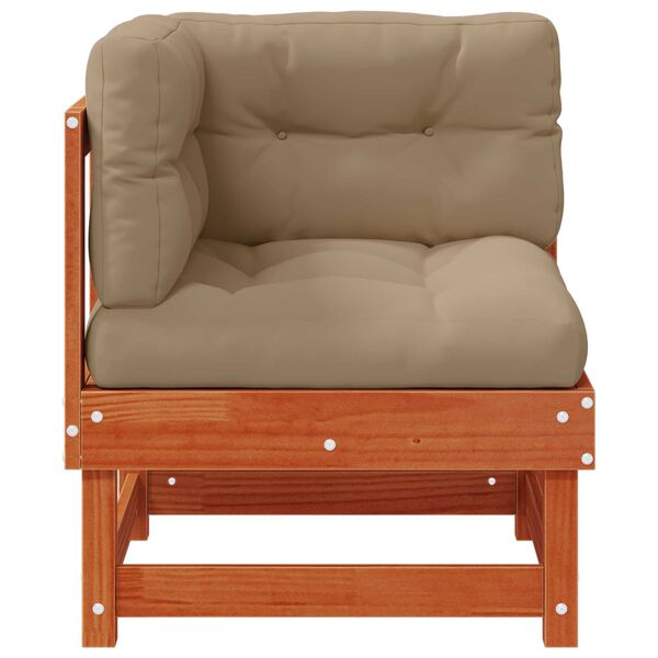 vidaXL Градинен ъглов диван Масивна боровина Восъчен Кафяв