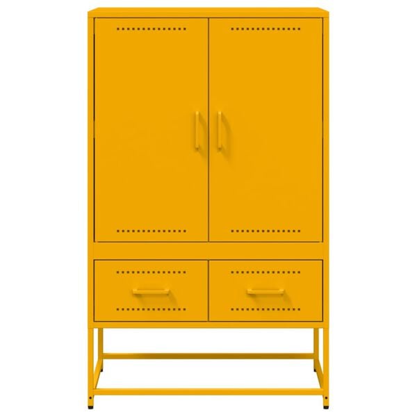 vidaXL Висок шкаф, горчица жълто, 68x39x111,5 см, стомана