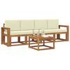 vidaXL Комплект дивани за открито 5 pcs Натурален и Крема