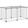 vidaXL Клетка за домашни любимци, 8 панела, черна, 70x35x35 см, стомана
