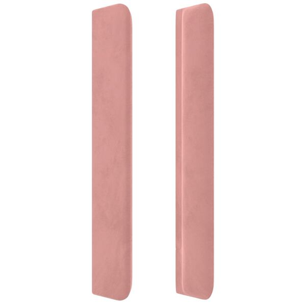 vidaXL Горна табла за легло с уши, розова, 147x16x118/128 см, кадифе