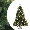 vidaXL Изкуствена коледна елха с топки 120 см 150 LED светодиода