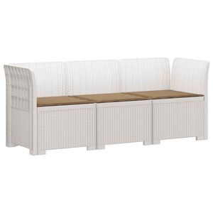 vidaXL Пейка за градина с Cushions във вид на ратан ПП Бяло