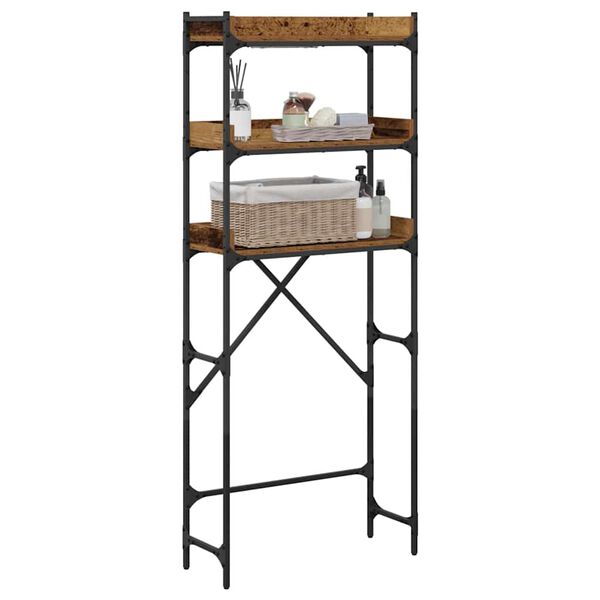 vidaXL Етажерка за перална машина с рафт Старо дърво 67 x 25 x 163 см